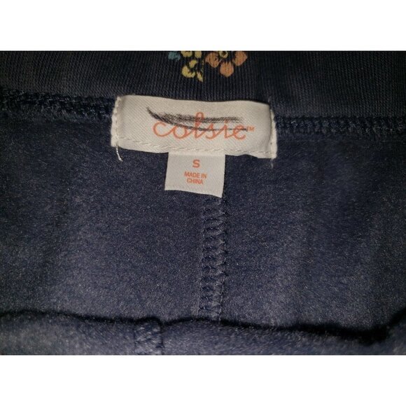 COLSIE Womens Size Small Floral Print Blue Raw Hem Soft Fleece Lounge Shorts - Picture 2 of 6